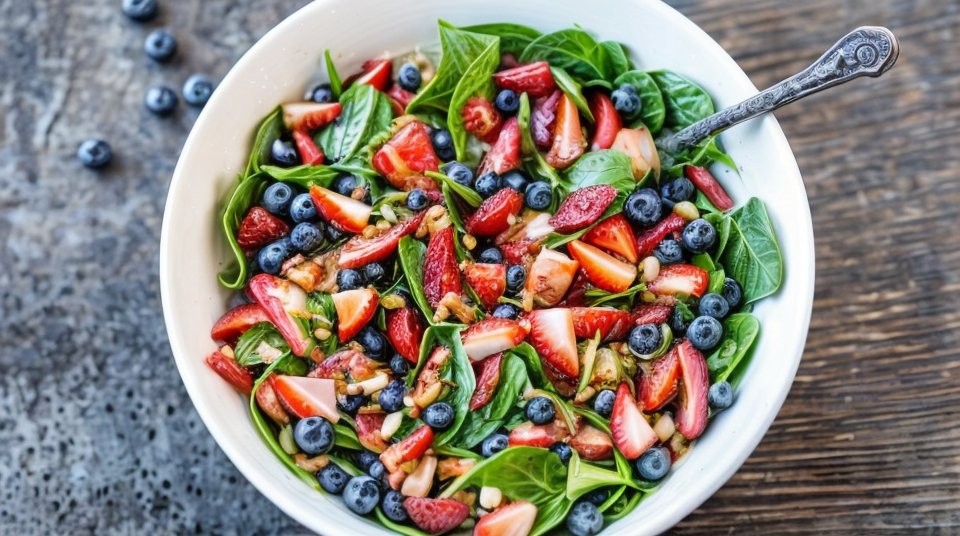 Anti-inflammatory Berry Walnut Spinach Salad