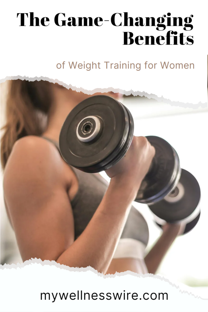 Benefits of weight training for woman pin image