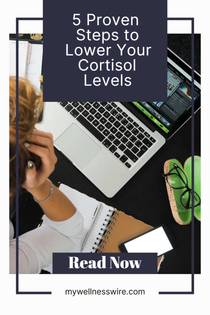 Steps to lower cortisol level pinterest image 