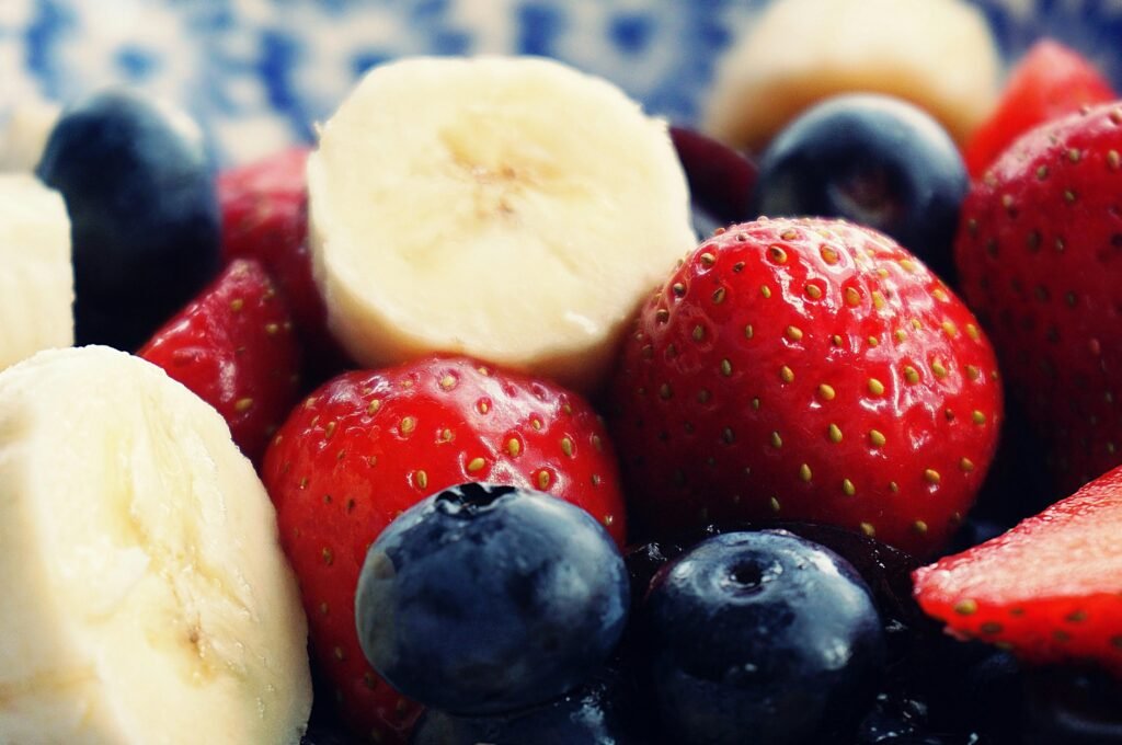 Healthy 4th of July Red, White, and Blue Fruit Salad recipe